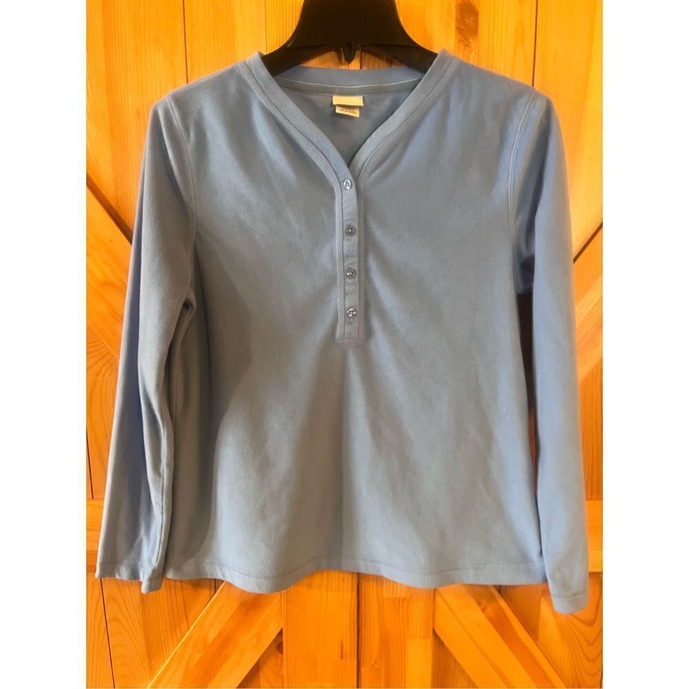 LL Bean Fleece 1/4 Button Pullover Small Blue Long Sleeve (2024)